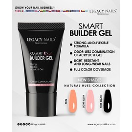 LEGACY NAILS SMART BUILDER GEL 1oz - Odor-Less, Full-Color Coverage, Advanced Viscosity Formula, Perfect for Sculpting Nail Extensions (Light Blush)