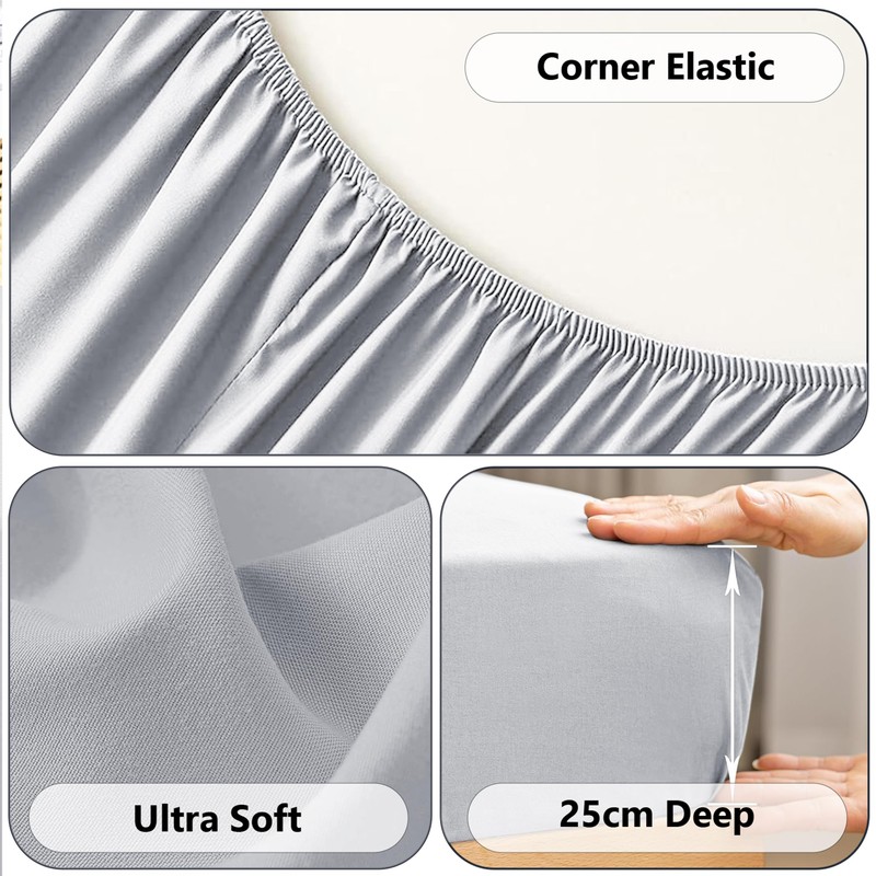 AR Ware Fitted Bed Sheet Microfibre 25cm Depth Super Soft