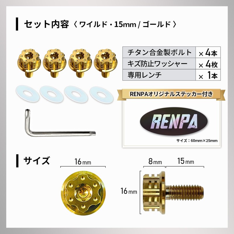 RENPA Titanium Alloy License Plate Bolt Wild Design Vehicle Inspection