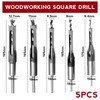Bordeag 5 Pieces Square Hole Drill Bit Square Mortising Drill