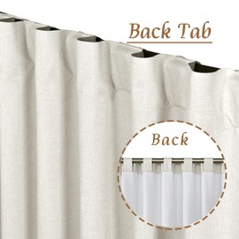 LAMIT 100% Blackout Short Linen Curtains for Cafe, 40 Inch Length Linen Textured Thermal Curtains Back Tab and Rod Pocket Neutral Panels with White Liner for Bedroom, 2 Panels, 34 x 40 Inch, Ivory