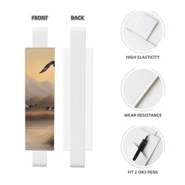 White Adjustable Pen Holder Bookmark Leather 8.3-1.8 in Suitable for Most notebooks Diaries Manuals Book Hunting Flying Wild Ducks Picture