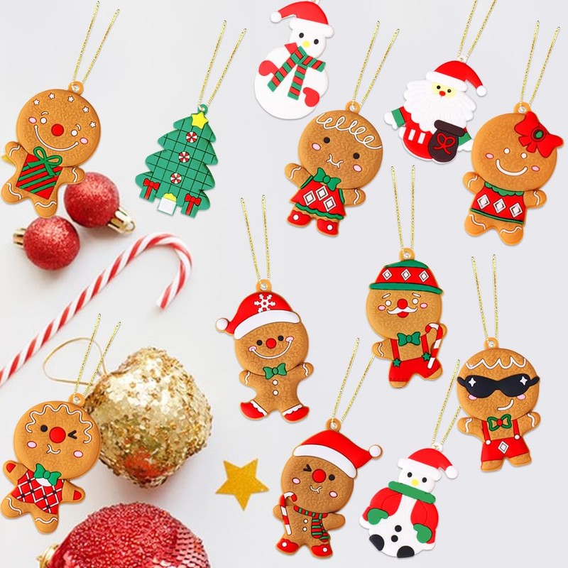 12pcs Christmas Gingerbread Ornaments, Gingerbread Christmas Tree Decorations, Gingerbread Hanging