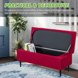 GOSTADY Ottoman Covers, Stretch Folding Storage Stool Slipcover Furniture Protector, Rectangle Bench Footstool Cover with Elastic Bottom, Soft Jacquard Fabric Removable Washable, Medium