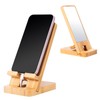 LIKSANGMETALS Wooden Countertop Simple Cell Phone Holder with Mirror (Bamboo)