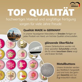 24 Advent Calendar Number Buttons XMAS-3 (Diameter 25 mm) for Crafts DIY Christmas Calendars, Made in Germany