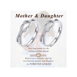 MOROTOLE To 2 Pcs My Mum Sterling Silver Ring, Love Knot Silver Ring for Women Forever Linked Mum And You Rings Adjustable Thumb Rings for Mother Gifts