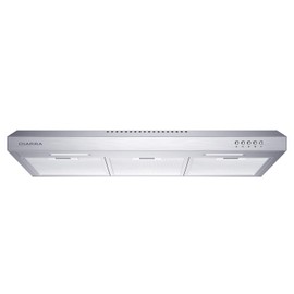 Ductless Range Hood 30 inch Under Cabinet Kitchen Hood Vent in Stainless Steel with 3 Speed Exhaust Fan Dishwasher Safe Aluminum Mesh Filter LED Light CIARRA CAS75918A