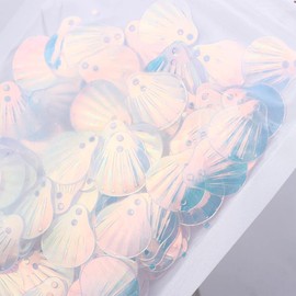 6 Pack Mermaid Nail Art Sequins 3D Glitters Shell-Shaped Mermaid Flakes Chunky Sequins Acrylic Fluorescent Face Makeup Pigments Flake for Women…