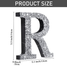 Qunclay 5.7 Inch Crystal Diamond Letters Shiny Letters Decor Hanging Letters with Screws and Hooks Rhinestone Diamond Decorations House Warming Gifts for Wall Bedroom Office Door(Letter R)