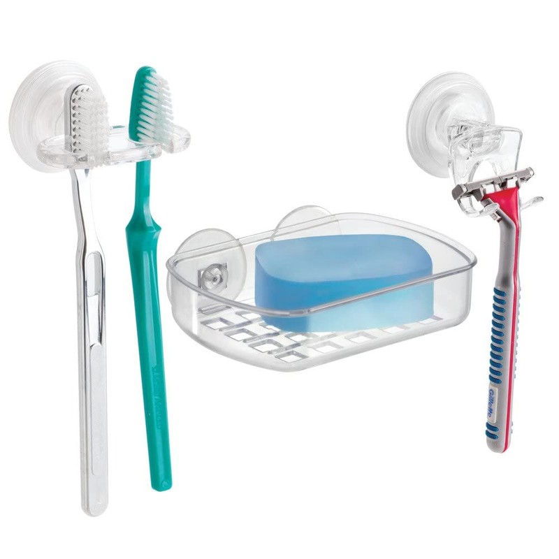 iDesign BPA-Free Plastic Bathroom Suction Toothbrush Holder - 2.75" x