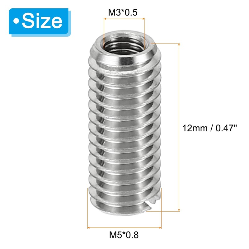PATIKIL 10pcs M5*0.8 Male M3*0.5 Female Thread Adapter Sleeve Reducer