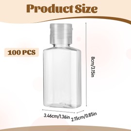 100 Pcs 1 oz Travel Bottles Clear Plastic Hand Bottle Refillable Empty Containers with Flip Caps, Portable Mini Travel Size Toiletry Bottles for Shower Gel, Face Creams, Body Lotions
