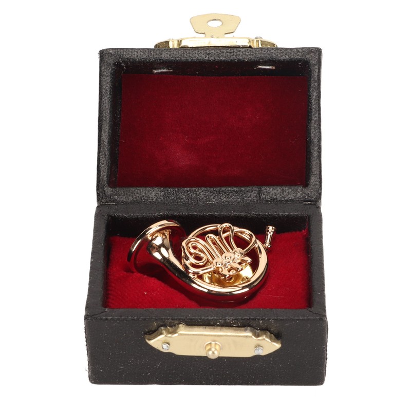 Gold Miniature French Horn Shaped Lapel Brooch Pin Brass Mini
