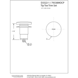 Westbrass 79338MOCP Replacement Tip-Toe Bathtub Drain Stopper with 3/8" Stem, Polished Chrome