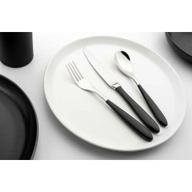 Grunwerg 2DS650BK Yin & Yang Dessert Spoons, Stainless Steel, Black