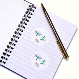 24 x 40mm Round 'Scribbled Dragonflies' Stickers (SK00068816)