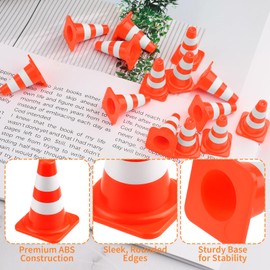 ECNHIVE 30PCS Mini Traffic Cones, 0.94x0.43 Plastic Miniature Road Safety Cones for Road Sign Models & Mini Road Practice Signs Toy for Micro Landscape Sand