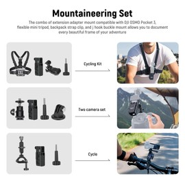 NEEWER Basics 16 in 1 Accessories Kit Compatible with DJI OSMO Pocket 3, Mini Tripod Selfie Stick Chest Strap Magnetic Neck Mount Extension Adapter Mountaineering Cycling Dual Cam Vlog, GP-52