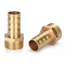 Drado Brass Hose Nozzle Brass Hose Connection Barb Pipe Plug Adapter Screw Connection 1/2 Inch Male x 1/2 Inch Nozzle (14 mm) Pack of 2