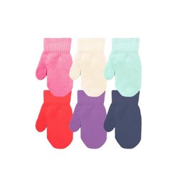 Baby Knit Mittens Girls Boys Winter Warm Stretchy Mittens Kids Little Hands Toddler Mittens Children Gloves (2 Pairs (White))