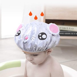 AZFUNN 3-Pack Kids Shower Caps, Girl Bath Hat of Cute Piggy Frog Hamster, Double Layer Waterproof Shower Caps