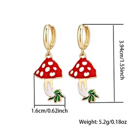 Enamel Mushroom Hoop Earrings,Cute Mushroom Drop Earrings,Pearl Red Mushroom Dangle Earrings Jewelry for Women Christmas Gifts (Style B)