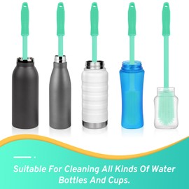 WQSS AOEIU Silicone Bottle Brush with 2 Straw Cleaner Brushes,Bottle Brush Set for Cleaning Bottles,Jars,Tumblers,Thermoses,Baby Bottle,Water Bottle,Dish,Easy to Use and Dry,Heat Resistant Sturdy