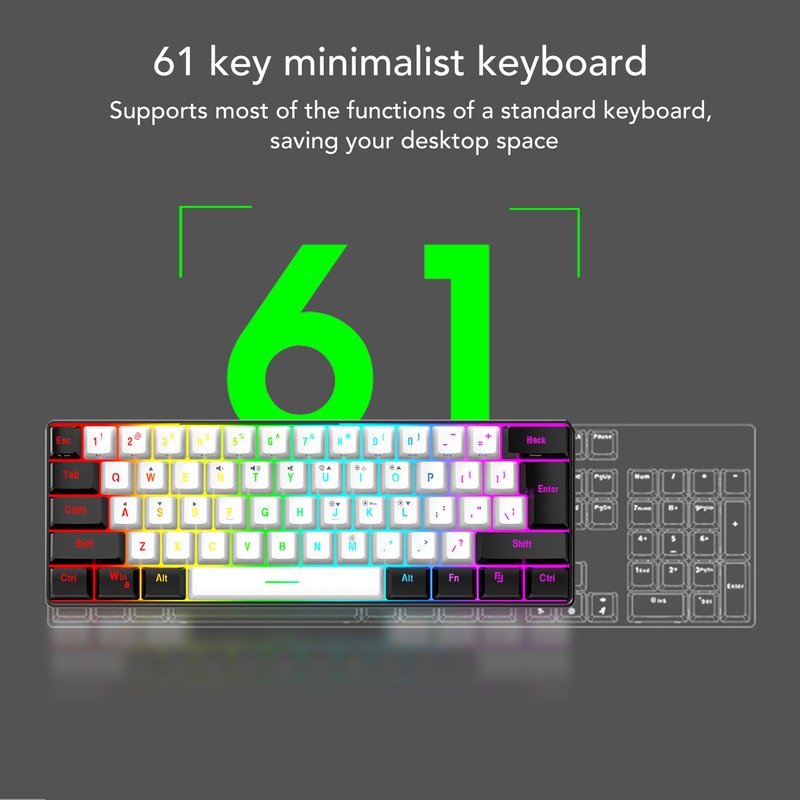 61 Key RGB Illuminated Keyboard with Mouse Multi Color LED