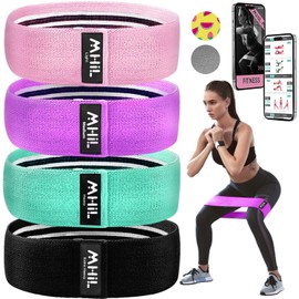 Fabric Resistance Bands for Working Out – 4 Durable Exercise Bands for Women & Men, Non-Slip & Non-Pinching Workout Bands – Multiple Resistance Levels Booty Bands for Legs Butt Glutes Hips Abs & More