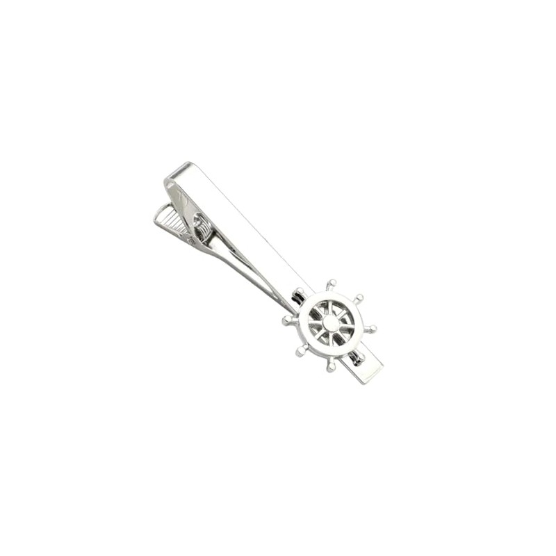 Ship Vessel Navigational Rudder Silver Zinc Alloy Tie Clasp Clip