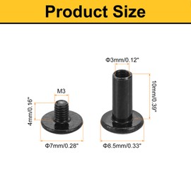 uxcell 20 Sets Screw Post, Male M3x4mm Stainless Steel Screw Rivets, Female 4x10 Hex Drive Binding Screws Belt Buckle Binding Bolts Leather Fastener with 1Pcs Wrench, Black