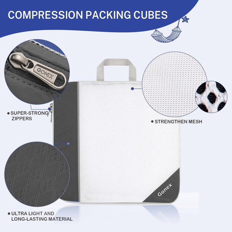 Compression Packing Cube 6 Pieces, Gonex Robust & Durable |