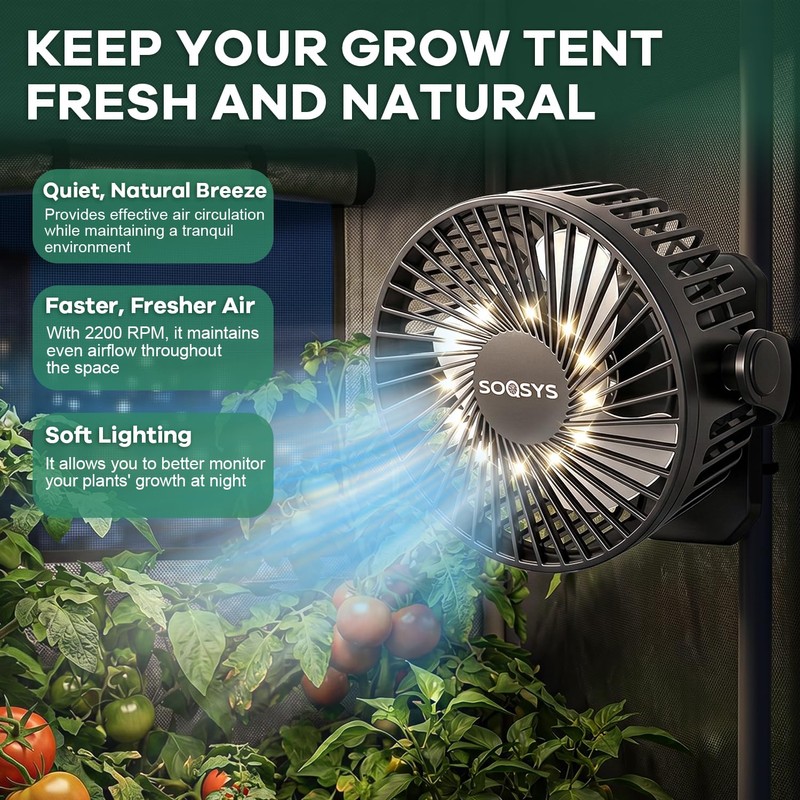 Grow Tent Fan 6”, Magnetic Fan for Greenhouse Plant with