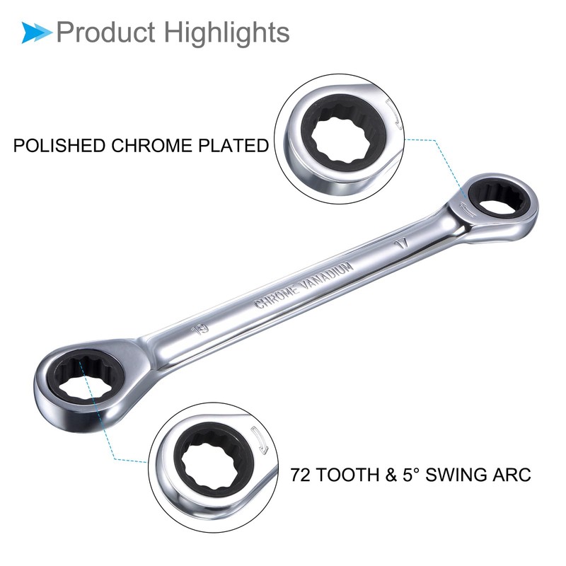 CoCud Double Box End Reversible Ratchet Wrench Metric 17mm x