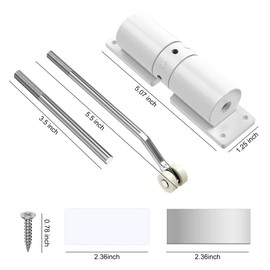 2Pcs Automatic Door Closer,Door Closer Automatic Safety Spring Door Closer,Easy to Install to Convert Hinged Doors to Self-Closing,Zinc Alloy Safety Spring Door Closer Adjustable (White)