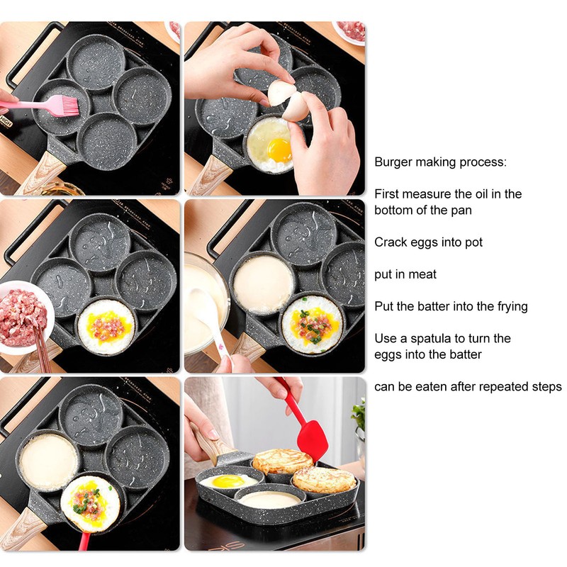 4 Hole Frying Pan Non Stick Heat Resisting Omelet Pan