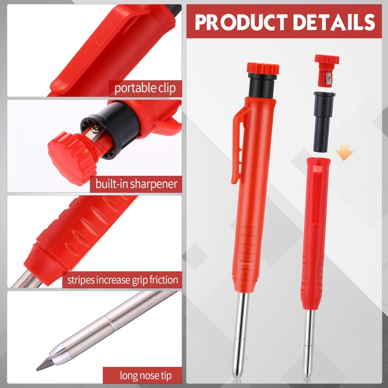 MotiMind 8 pack 2.8mm Mechanical Carpenter Pencils with 48 Refills,