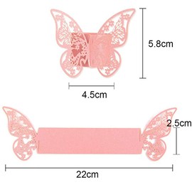 sylbx Pack of 50 Butterfly Napkin Rings Napkin Rings Set Napkin Holder Banquet Table Decoration Napkin Holder for Wedding Hotel Table Decoration Party Napkin Rings (Pink)