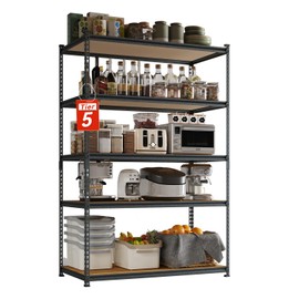 Smaafit 5 Tier Z-Shaped Heavy Duty Storage Shelving Metal Shelving Unit, Shelving for Wall Storage, 48x24x72 inches, 580 lbs/Tier, Adjustable, Garage and Warehouse Storage Shelving