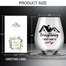 AGMDESIGN Everything I Touch Turns to Sold Funny Wine Glass with Gift Box, Thank You Real Estate Agent Gift