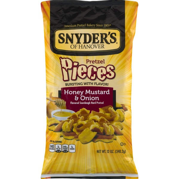 Snyder's of Hanover Flavored Pretzel Pieces- 12 oz. Bags (Honey Mustard & Onion, 4 Bags)