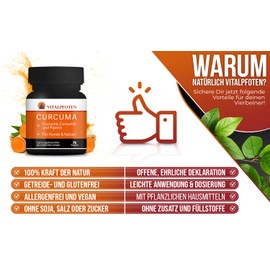 Vitalpfoten 75 Curcuma Capsules for Dogs and Cats with Curcumin and Piperine, Supplementary Feed, Gentle Dosage, Made in Germany, Highest Purity and Quality