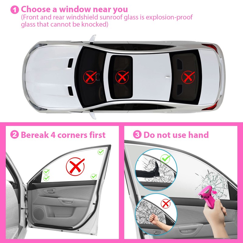 Yiader Window Breaker, 3-in-1 Emergency Escape Tool with Car Window