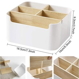 Giugio Schreibtisch Organizer, 5 Fächer Bambus Büro Organizer, Bambus Tisch Organizer Desktop, Aufbewahrungsbox, Desktop Stationery Storage Box, Schubladen Organizer für Zuhause Schule Büro(B)