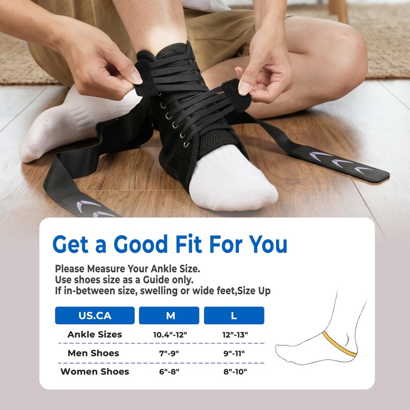 Ankle Brace for Men & Women, Adjustable Lace-Up Ankle Support