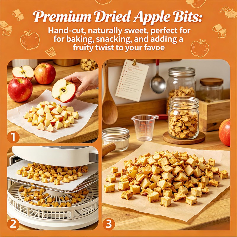 13.4oz Crispy Dehydrated Apple Dices - One Ingredient, Just Apples