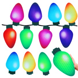 Outus Christmas Car Magnets Lights Reflective Christmas Car Decorations Exterior Magnetic Bulb Lights Magnets Christmas Car Home Garage Door Decorations or Any Metal Surface(11 x 5.84 Inch,16 Pcs)