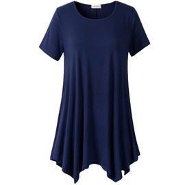 LARACE Blusa tipo túnica para mujer, ajuste holgado, cómoda y favorecedora, Azul marino, 6x