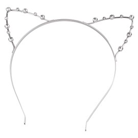 Crystal Rhinestone Metal Cat Ear Headband Hair Bands, 2 Pieces, Gold and Silver